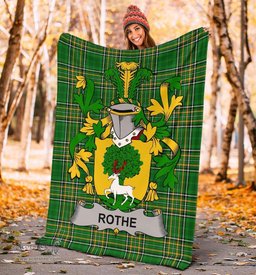 Scottish Rothe Coat of Arms Family Crest Ireland Blanket Irish National Tartan Irish County Blanket