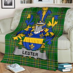 Scottish Lester or McAlester Coat of Arms Family Crest Ireland Blanket Irish National Tartan Irish County Blanket