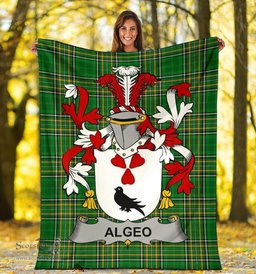 Scottish Algeo Coat of Arms Family Crest Ireland Blanket Irish National Tartan Irish County Blanket