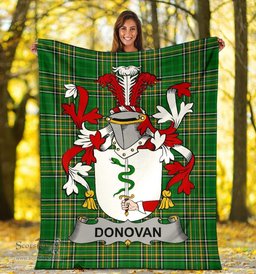 Scottish Donovan or O'Donovan Coat of Arms Family Crest Ireland Blanket Irish National Tartan Irish County Blanket