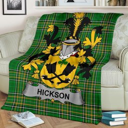 Scottish Hickson Coat of Arms Family Crest Ireland Blanket Irish National Tartan Irish County Blanket
