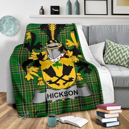 Scottish Hickson Coat of Arms Family Crest Ireland Blanket Irish National Tartan Irish County Blanket