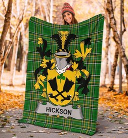 Scottish Hickson Coat of Arms Family Crest Ireland Blanket Irish National Tartan Irish County Blanket