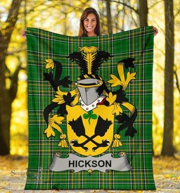 Scottish Hickson Coat of Arms Family Crest Ireland Blanket Irish National Tartan Irish County Blanket