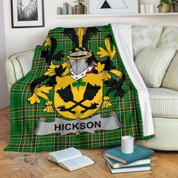 Scottish Hickson Coat of Arms Family Crest Ireland Blanket Irish National Tartan Irish County Blanket