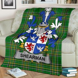 Scottish Shearman Coat of Arms Family Crest Ireland Blanket Irish National Tartan Irish County Blanket