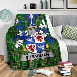 Scottish Shearman Coat of Arms Family Crest Ireland Blanket Irish National Tartan Irish County Blanket