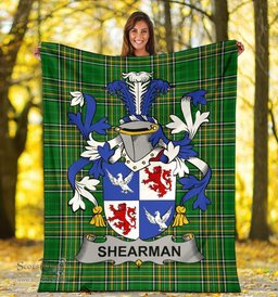 Scottish Shearman Coat of Arms Family Crest Ireland Blanket Irish National Tartan Irish County Blanket