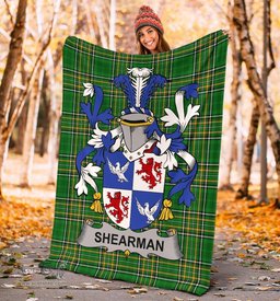 Scottish Shearman Coat of Arms Family Crest Ireland Blanket Irish National Tartan Irish County Blanket