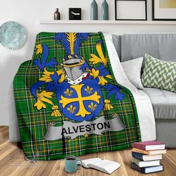 Scottish Alveston Coat of Arms Family Crest Ireland Blanket Irish National Tartan Irish County Blanket