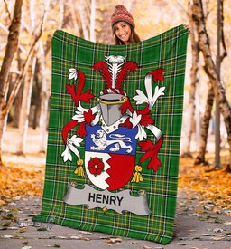 Scottish Henry or O'Henry Coat of Arms Family Crest Ireland Blanket Irish National Tartan Irish County Blanket