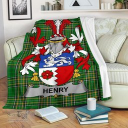 Scottish Henry or O'Henry Coat of Arms Family Crest Ireland Blanket Irish National Tartan Irish County Blanket