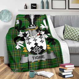 Scottish Tighe or O'Teague Coat of Arms Family Crest Ireland Blanket Irish National Tartan Irish County Blanket