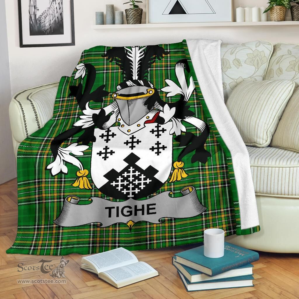Scottish Tighe or O'Teague Coat of Arms Family Crest Ireland Blanket Irish National Tartan Irish County Blanket