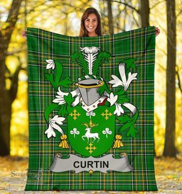 Scottish Curtin or McCurtin Coat of Arms Family Crest Ireland Blanket Irish National Tartan Irish County Blanket