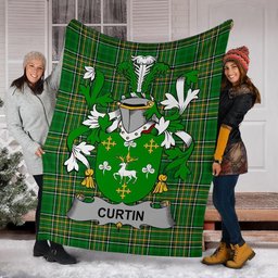 Scottish Curtin or McCurtin Coat of Arms Family Crest Ireland Blanket Irish National Tartan Irish County Blanket