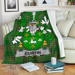 Scottish Curtin or McCurtin Coat of Arms Family Crest Ireland Blanket Irish National Tartan Irish County Blanket