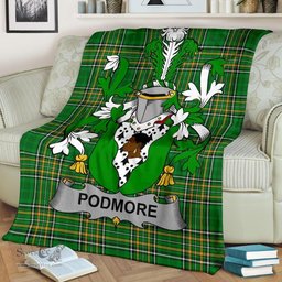 Scottish Podmore Coat of Arms Family Crest Ireland Blanket Irish National Tartan Irish County Blanket