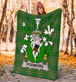 Scottish Podmore Coat of Arms Family Crest Ireland Blanket Irish National Tartan Irish County Blanket