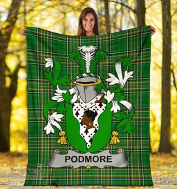 Scottish Podmore Coat of Arms Family Crest Ireland Blanket Irish National Tartan Irish County Blanket