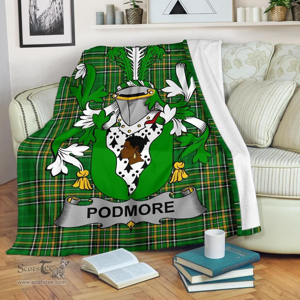 Scottish Podmore Coat of Arms Family Crest Ireland Blanket Irish National Tartan Irish County Blanket