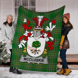 Scottish McCluskie or McCloskie Coat of Arms Family Crest Ireland Blanket Irish National Tartan Irish County Blanket