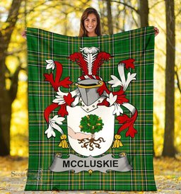 Scottish McCluskie or McCloskie Coat of Arms Family Crest Ireland Blanket Irish National Tartan Irish County Blanket