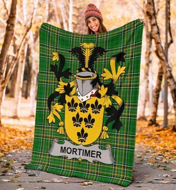 Scottish Mortimer Coat of Arms Family Crest Ireland Blanket Irish National Tartan Irish County Blanket