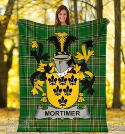 Scottish Mortimer Coat of Arms Family Crest Ireland Blanket Irish National Tartan Irish County Blanket