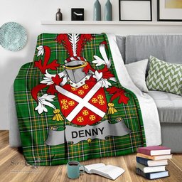 Scottish Denny Coat of Arms Family Crest Ireland Blanket Irish National Tartan Irish County Blanket