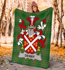 Scottish Denny Coat of Arms Family Crest Ireland Blanket Irish National Tartan Irish County Blanket