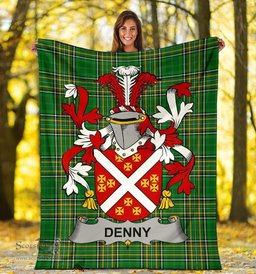 Scottish Denny Coat of Arms Family Crest Ireland Blanket Irish National Tartan Irish County Blanket