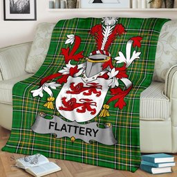 Scottish Flattery or O'Flattery Coat of Arms Family Crest Ireland Blanket Irish National Tartan Irish County Blanket