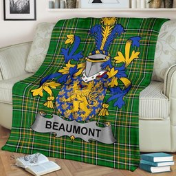 Scottish Beaumont Coat of Arms Family Crest Ireland Blanket Irish National Tartan Irish County Blanket