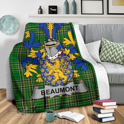 Scottish Beaumont Coat of Arms Family Crest Ireland Blanket Irish National Tartan Irish County Blanket