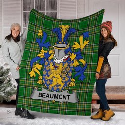 Scottish Beaumont Coat of Arms Family Crest Ireland Blanket Irish National Tartan Irish County Blanket