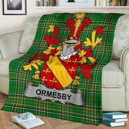 Scottish Ormesby Coat of Arms Family Crest Ireland Blanket Irish National Tartan Irish County Blanket