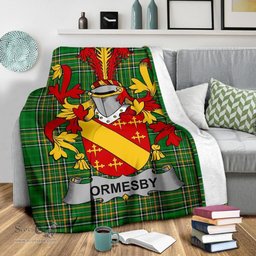 Scottish Ormesby Coat of Arms Family Crest Ireland Blanket Irish National Tartan Irish County Blanket