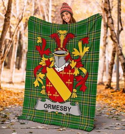Scottish Ormesby Coat of Arms Family Crest Ireland Blanket Irish National Tartan Irish County Blanket