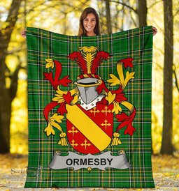 Scottish Ormesby Coat of Arms Family Crest Ireland Blanket Irish National Tartan Irish County Blanket