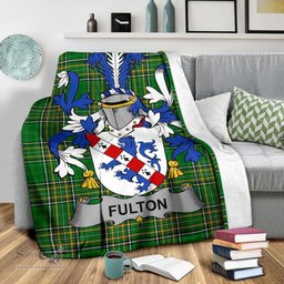 Scottish Fulton Coat of Arms Family Crest Ireland Blanket Irish National Tartan Irish County Blanket