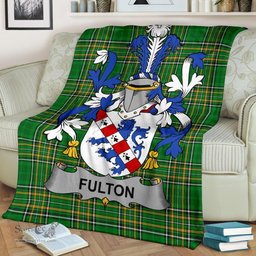 Scottish Fulton Coat of Arms Family Crest Ireland Blanket Irish National Tartan Irish County Blanket
