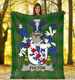 Scottish Fulton Coat of Arms Family Crest Ireland Blanket Irish National Tartan Irish County Blanket