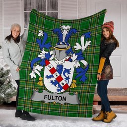 Scottish Fulton Coat of Arms Family Crest Ireland Blanket Irish National Tartan Irish County Blanket