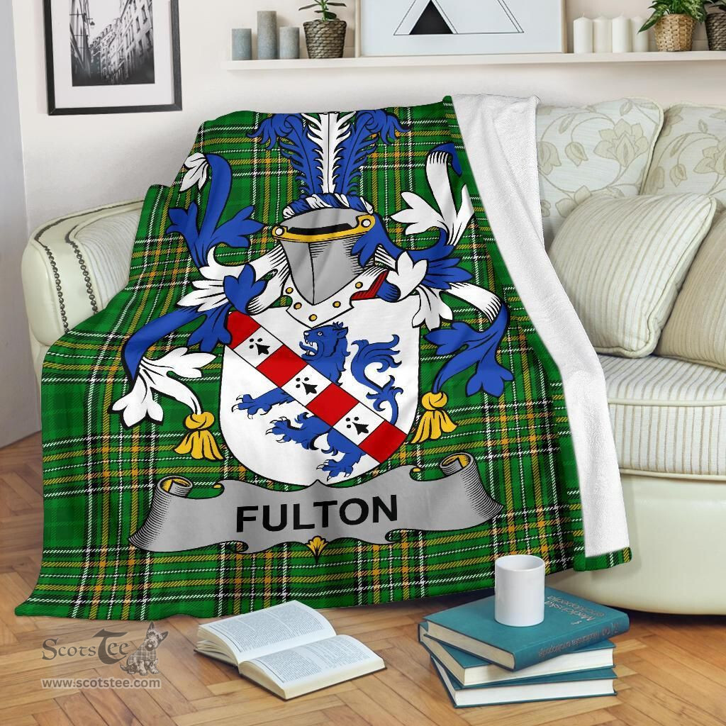 Scottish Fulton Coat of Arms Family Crest Ireland Blanket Irish National Tartan Irish County Blanket