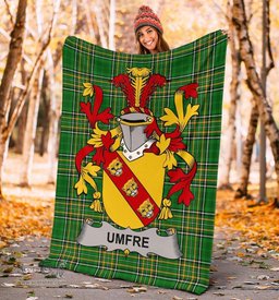 Scottish Umfre Coat of Arms Family Crest Ireland Blanket Irish National Tartan Irish County Blanket