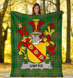 Scottish Umfre Coat of Arms Family Crest Ireland Blanket Irish National Tartan Irish County Blanket