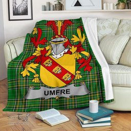 Scottish Umfre Coat of Arms Family Crest Ireland Blanket Irish National Tartan Irish County Blanket