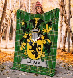 Scottish Laffan Coat of Arms Family Crest Ireland Blanket Irish National Tartan Irish County Blanket
