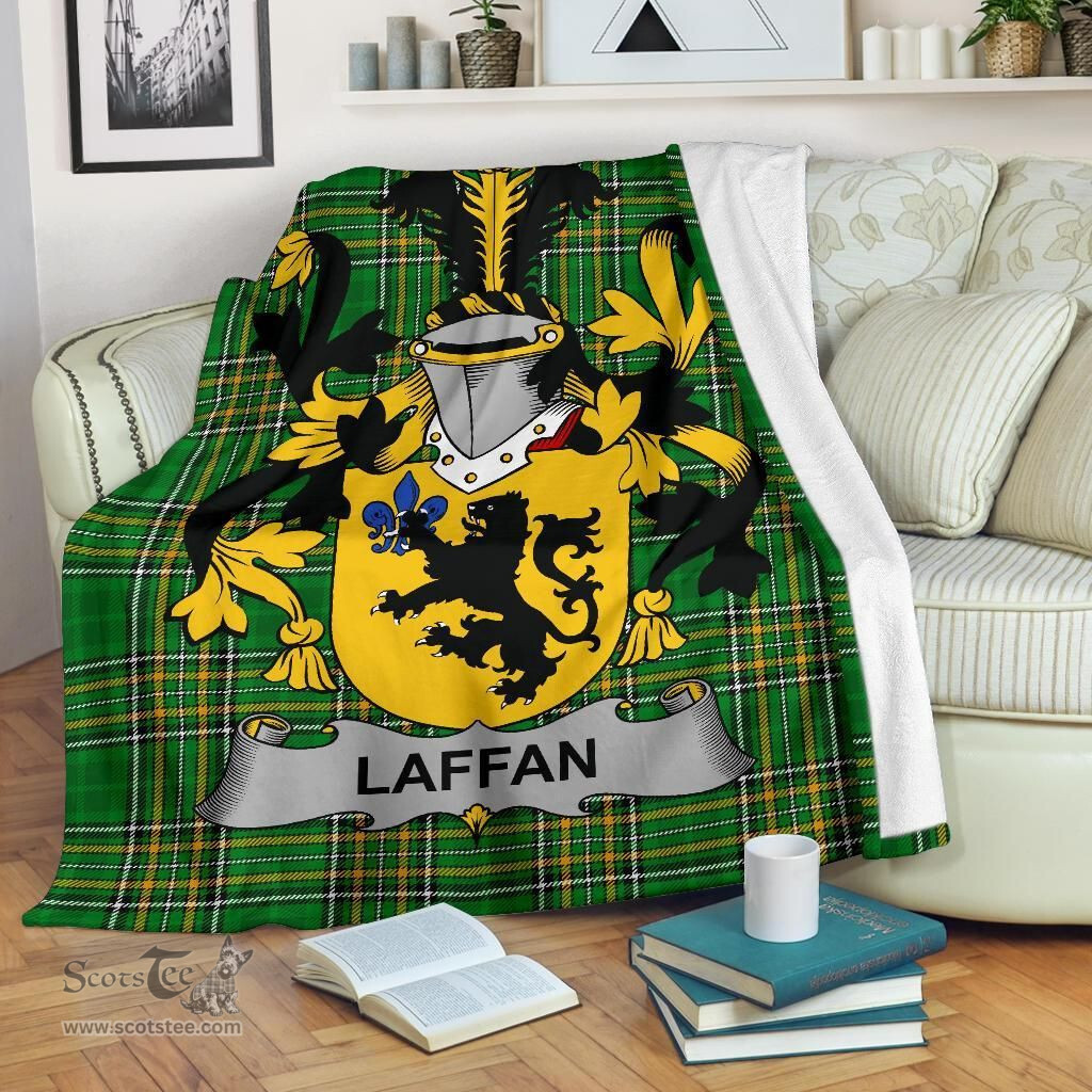 Scottish Laffan Coat of Arms Family Crest Ireland Blanket Irish National Tartan Irish County Blanket